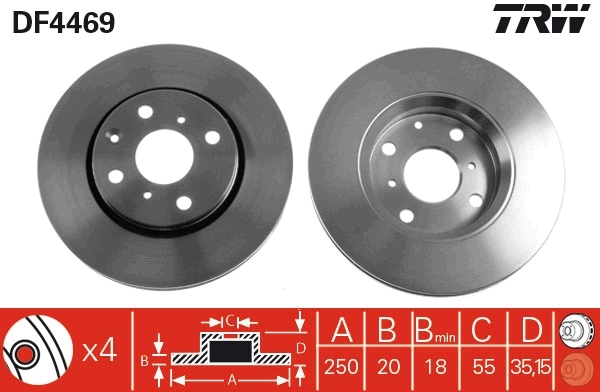 TRW féktárcsa - DF4469 - TothCarparts
