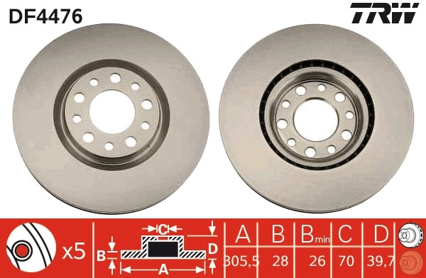TRW féktárcsa - DF4476 - TothCarparts