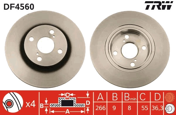 TRW féktárcsa - DF4560 - TothCarparts