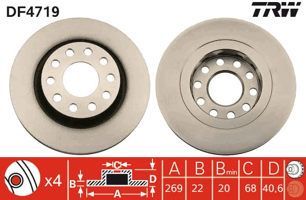 TRW féktárcsa - DF4719 - TothCarparts