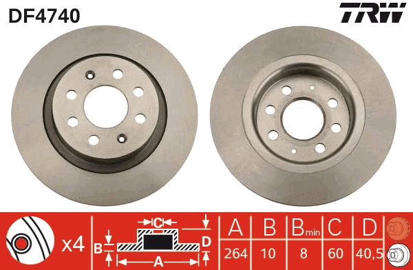 TRW féktárcsa - DF4740 - TothCarparts