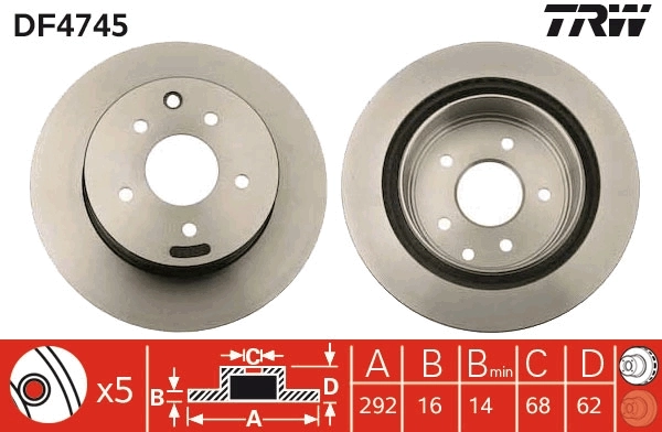 TRW féktárcsa - DF4745 - TothCarparts