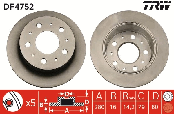 TRW féktárcsa - DF4752 - TothCarparts