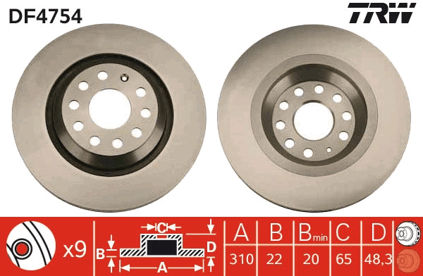 TRW féktárcsa - DF4754 - TothCarparts