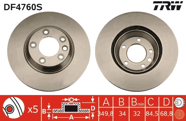 TRW féktárcsa - DF4760S - TothCarparts