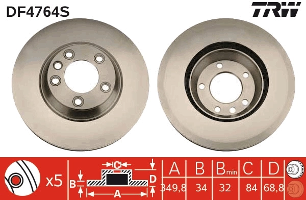 TRW féktárcsa - DF4764S - TothCarparts