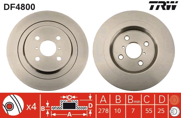 TRW féktárcsa - DF4800 - TothCarparts