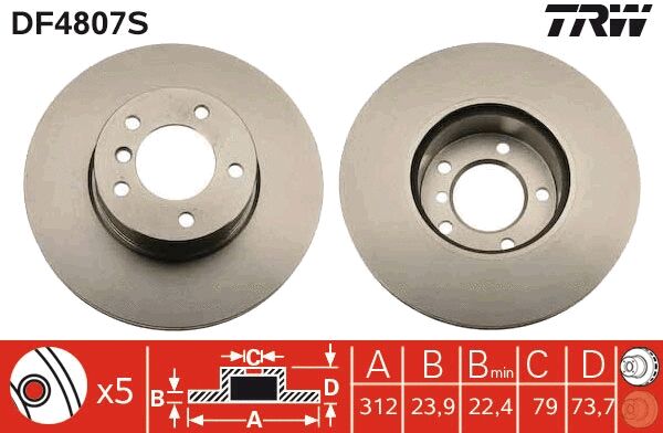 TRW féktárcsa - DF4807S - TothCarparts