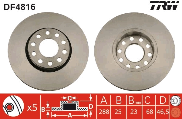 TRW féktárcsa - DF4816 - TothCarparts