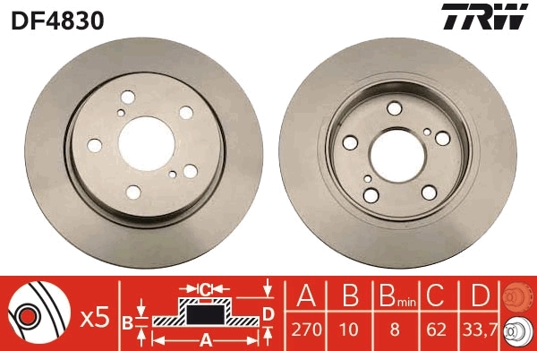 TRW féktárcsa - DF4830 - TothCarparts