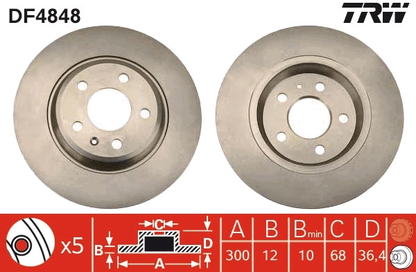 TRW féktárcsa - DF4848 - TothCarparts