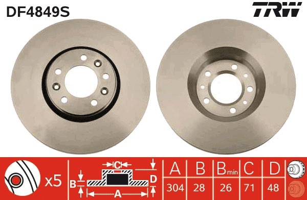 TRW féktárcsa - DF4849S - TothCarparts