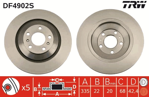 TRW féktárcsa - DF4902S - TothCarparts