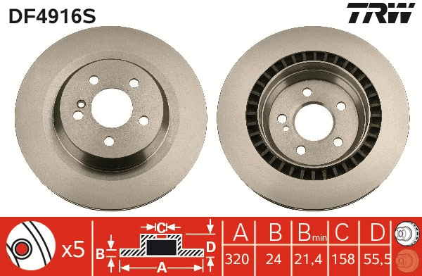 TRW féktárcsa - DF4916S - TothCarparts