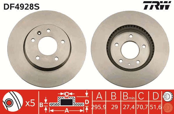 TRW féktárcsa - DF4928S - TothCarparts