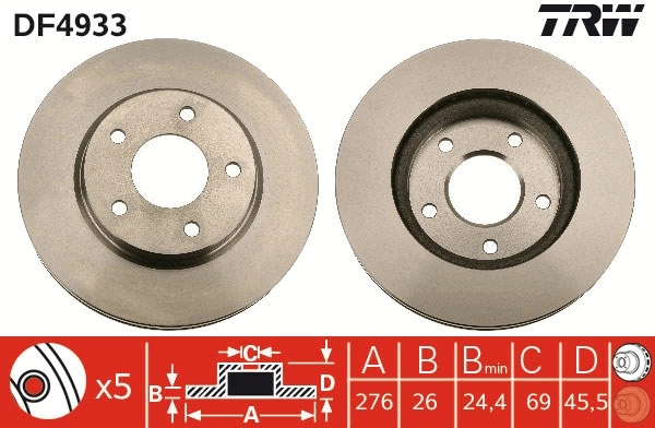 TRW féktárcsa - DF4933 - TothCarparts