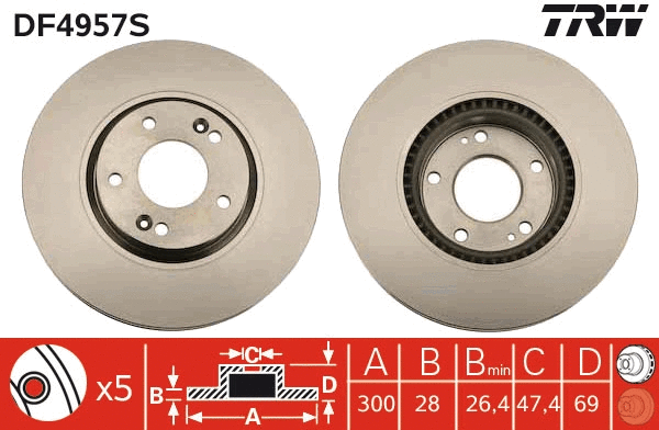 TRW féktárcsa - DF4957S - TothCarparts