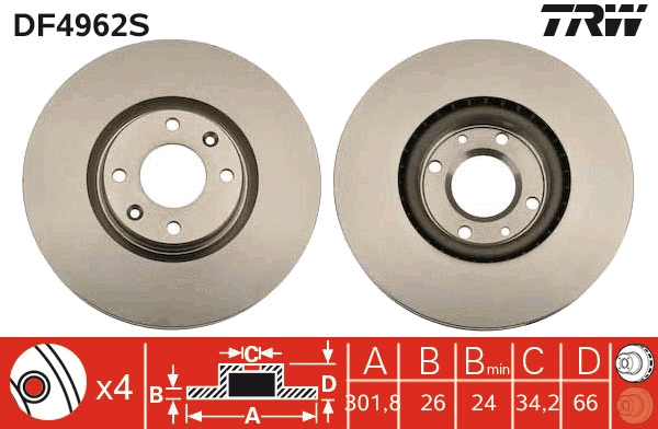 TRW féktárcsa - DF4962S - TothCarparts