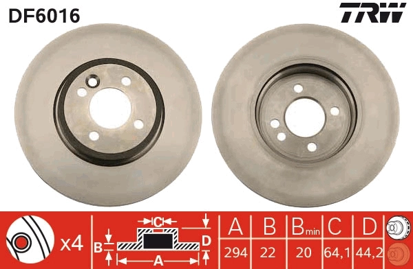 TRW féktárcsa - DF6016 - TothCarparts