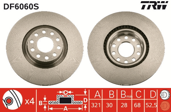 TRW féktárcsa - DF6060S - TothCarparts