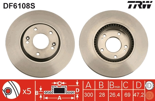 TRW féktárcsa - DF6108S - TothCarparts