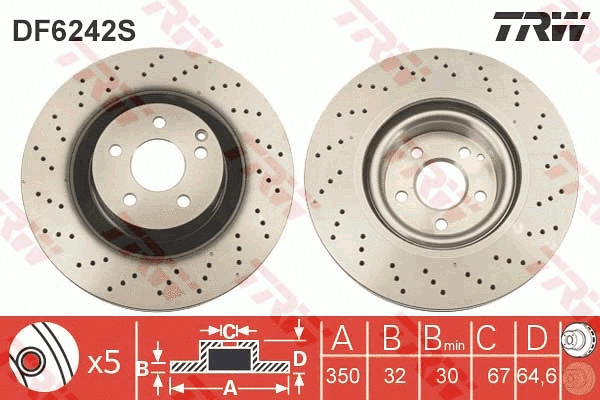 TRW féktárcsa - DF6242S - TothCarparts