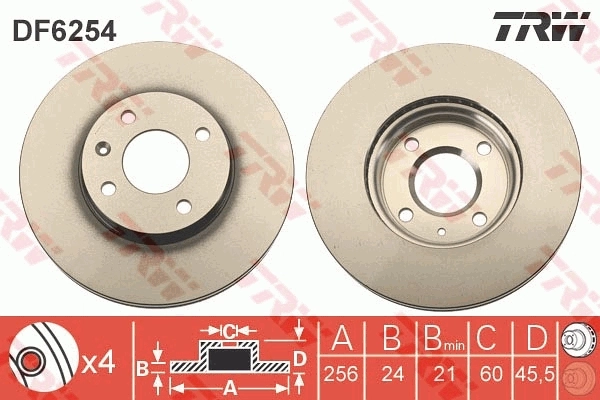 TRW féktárcsa - DF6254 - TothCarparts