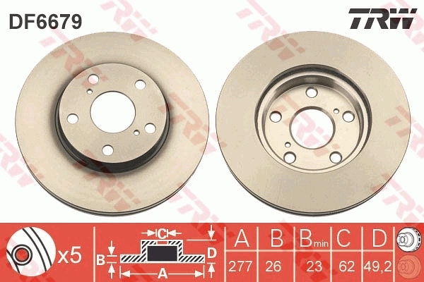 TRW féktárcsa - DF6679 - TothCarparts