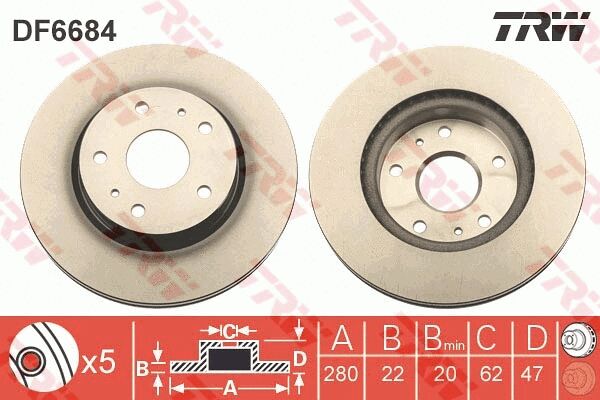TRW féktárcsa - DF6684 - TothCarparts