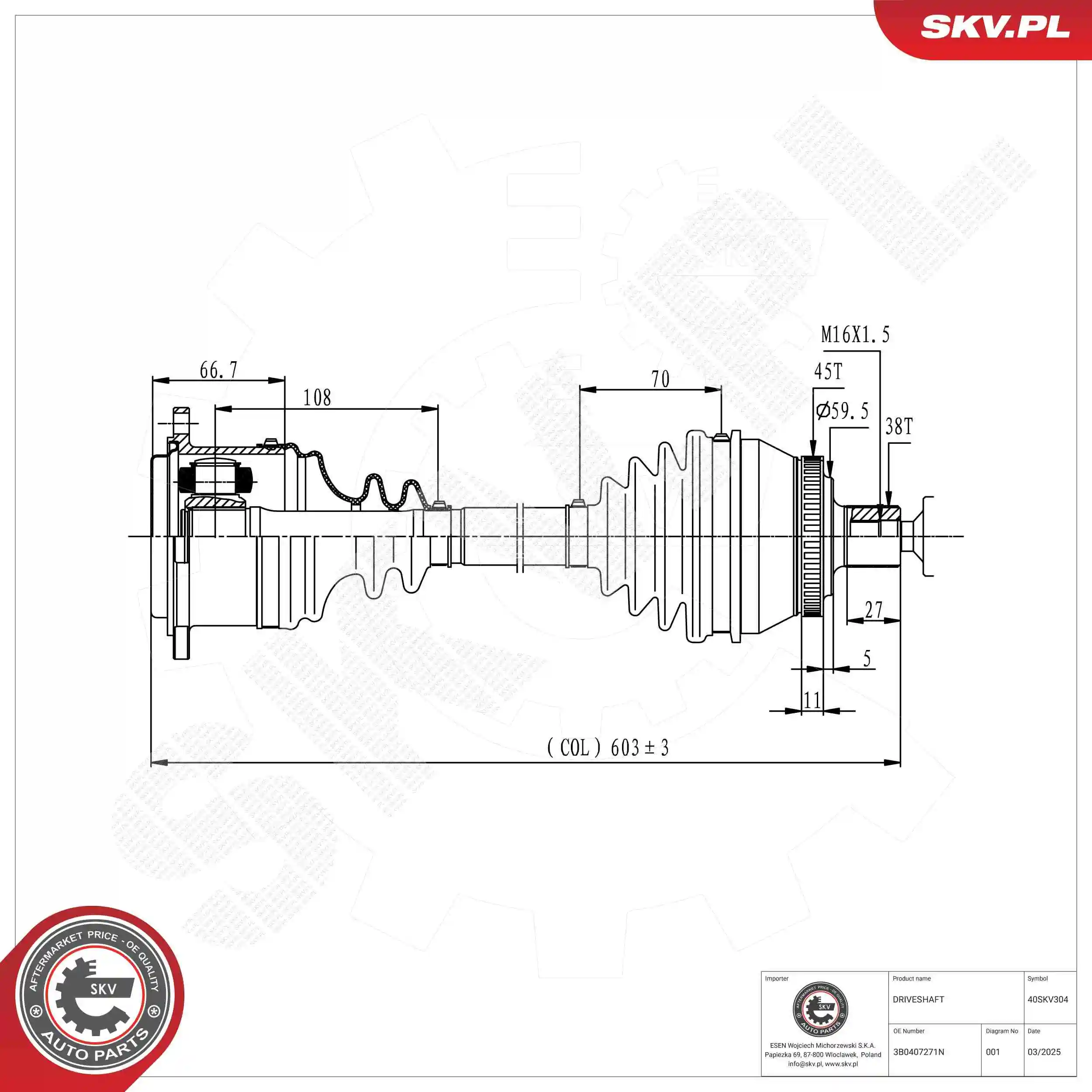 ESEN SKV hajtótengely - 40SKV304 - TothCarparts