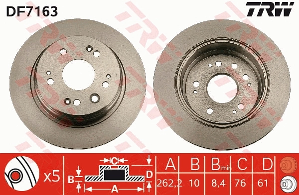 TRW féktárcsa - DF7163 - TothCarparts