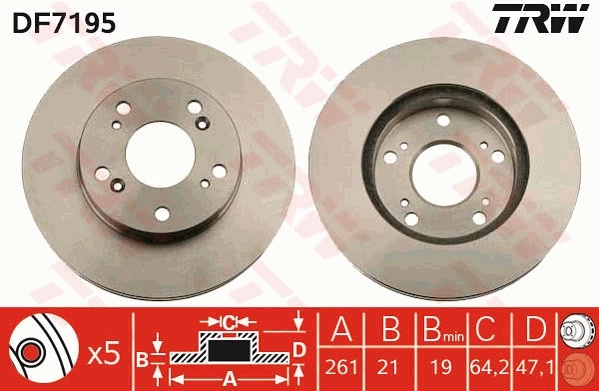 TRW féktárcsa - DF7195 - TothCarparts