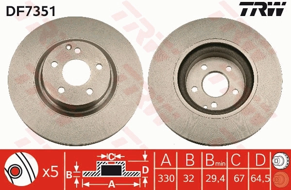 TRW féktárcsa - DF7351 - TothCarparts