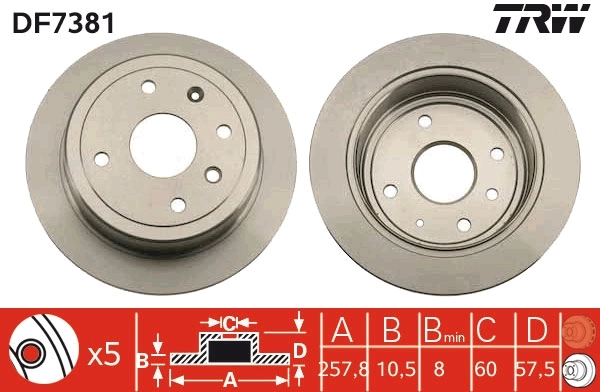 TRW féktárcsa - DF7381 - TothCarparts