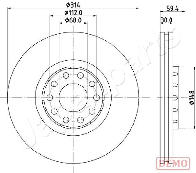 JAPANPARTS féktárcsa - DI-0924C - TothCarparts