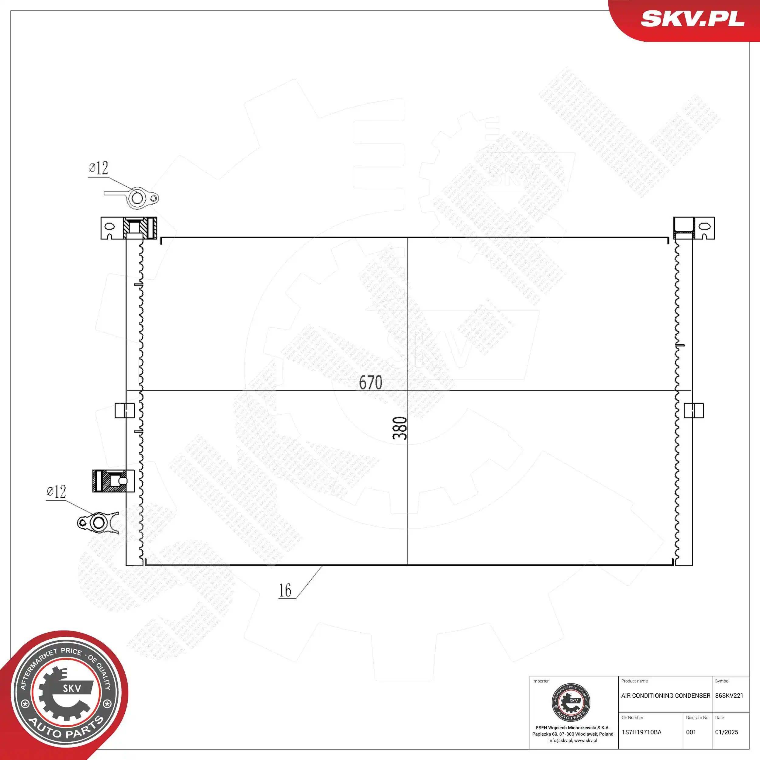ESEN SKV kondenzátor, klíma - 86SKV221 - TothCarparts