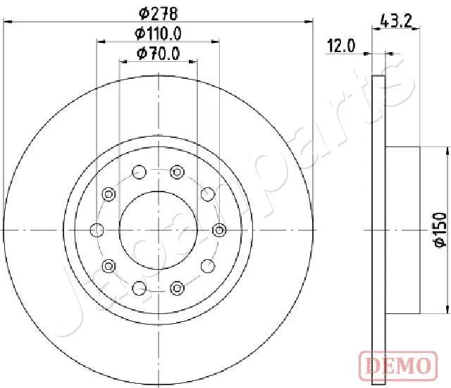 JAPANPARTS féktárcsa - DP-0204C - TothCarparts