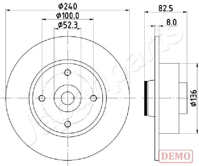 JAPANPARTS féktárcsa - DP-0712C - TothCarparts