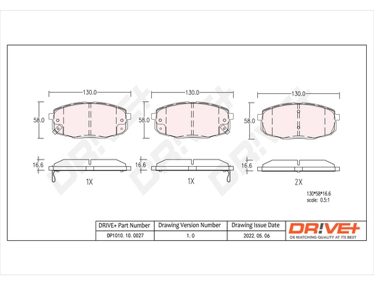 Dr!ve+ fékbetétkészlet, tárcsafék - DP1010.10.0027 - TothCarparts