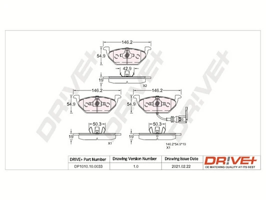Dr!ve+ fékbetétkészlet, tárcsafék - DP1010.10.0033 - TothCarparts