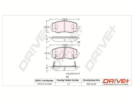 Dr!ve+ fékbetétkészlet, tárcsafék - DP1010.10.0038 - TothCarparts