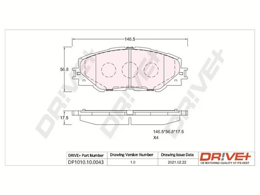 Dr!ve+ fékbetétkészlet, tárcsafék - DP1010.10.0043 - TothCarparts