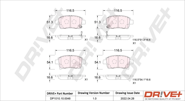 Dr!ve+ fékbetétkészlet, tárcsafék - DP1010.10.0048 - TothCarparts