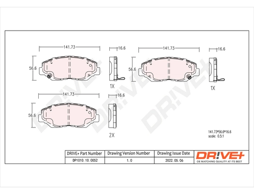 Dr!ve+ fékbetétkészlet, tárcsafék - DP1010.10.0052 - TothCarparts