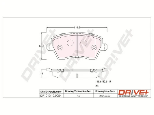 Dr!ve+ fékbetétkészlet, tárcsafék - DP1010.10.0054 - TothCarparts