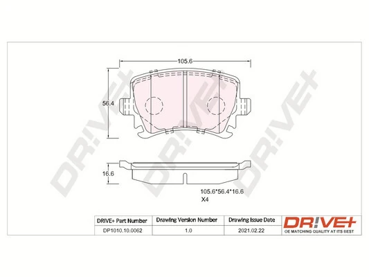 Dr!ve+ fékbetétkészlet, tárcsafék - DP1010.10.0062 - TothCarparts