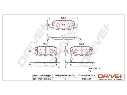 Dr!ve+ fékbetétkészlet, tárcsafék - DP1010.10.0064 - TothCarparts