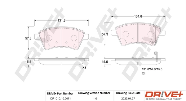 Dr!ve+ fékbetétkészlet, tárcsafék - DP1010.10.0071 - TothCarparts
