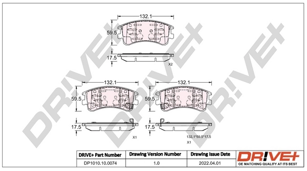 Dr!ve+ fékbetétkészlet, tárcsafék - DP1010.10.0074 - TothCarparts