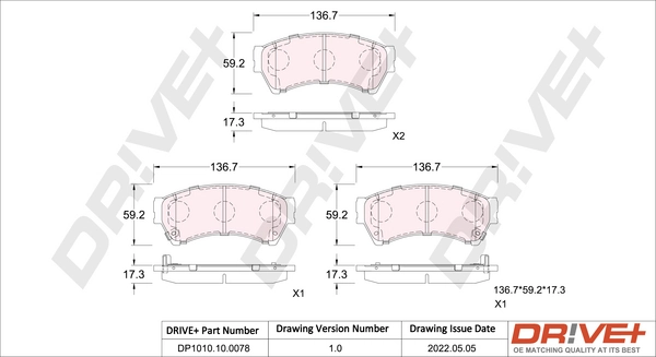 Dr!ve+ fékbetétkészlet, tárcsafék - DP1010.10.0078 - TothCarparts